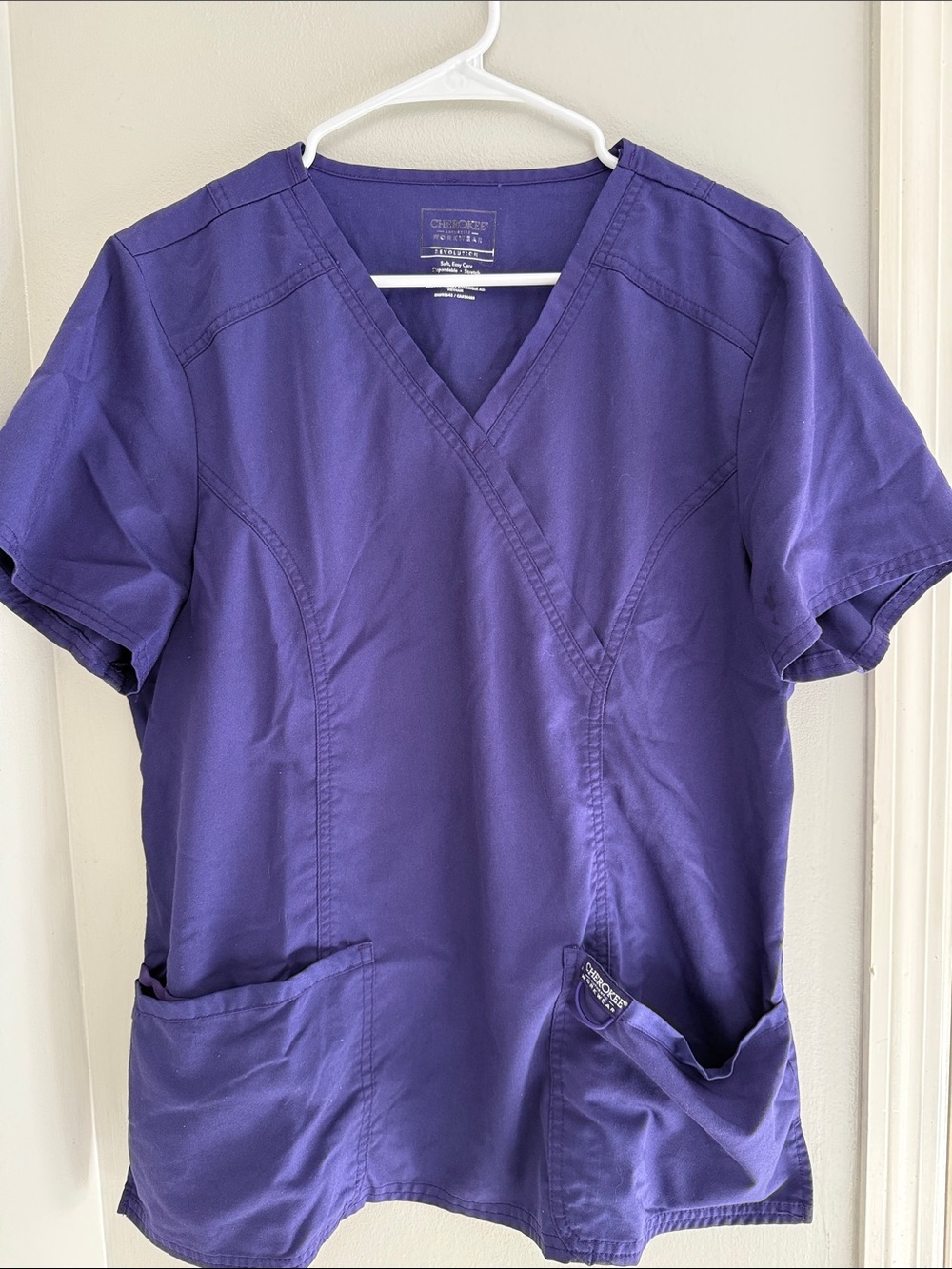 Women's V-Neck Medical Scrub Top in Purple